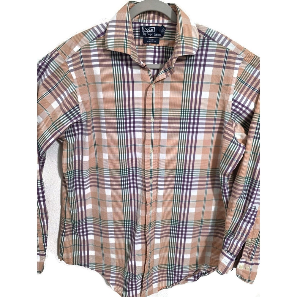 Polo Ralph Lauren Shirt Mens Large Multicolor Plaid Long Sleeve Button Front